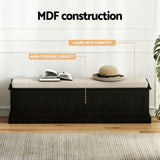 Artiss Fluted Black Storage Ottoman 140cm