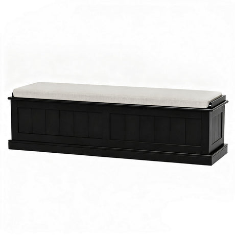 Artiss Fluted Black Storage Ottoman 140cm