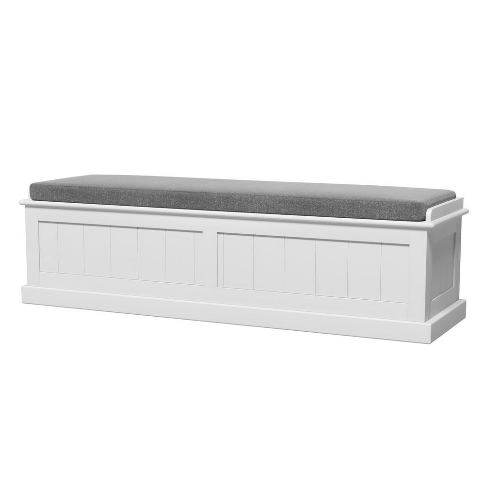 Artiss Fluted Grey Storage Ottoman 140cm