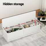 Artiss Fluted Grey Storage Ottoman 140cm