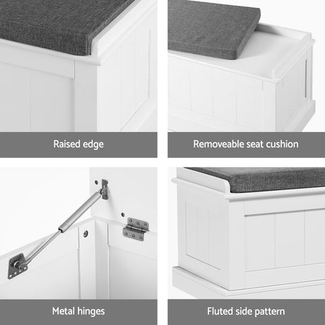 Artiss Fluted Grey Storage Ottoman 140cm