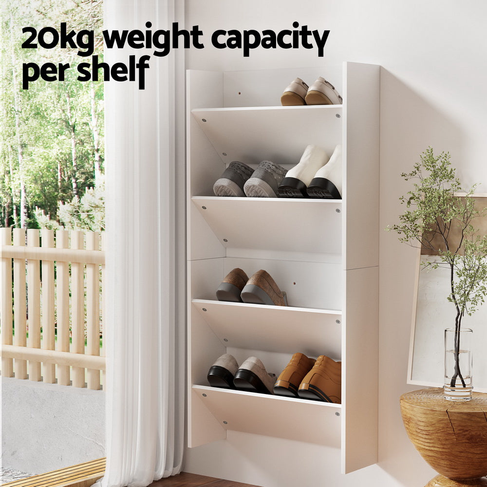 2-Tier Wall-Mounted Shoe Rack for Organized Entryway