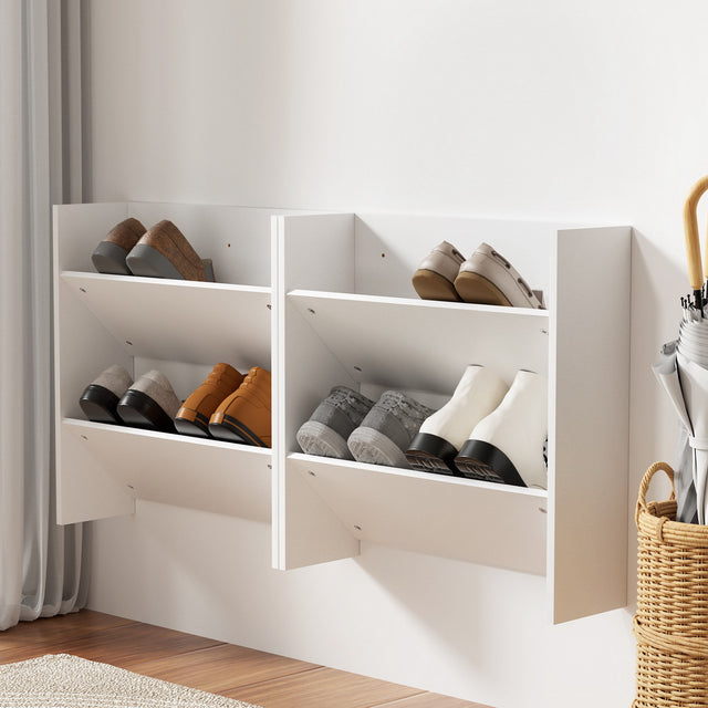 2-Tier Wall-Mounted Shoe Rack for Organized Entryway