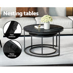 Artiss Marble Effect Nesting Coffee Table Set