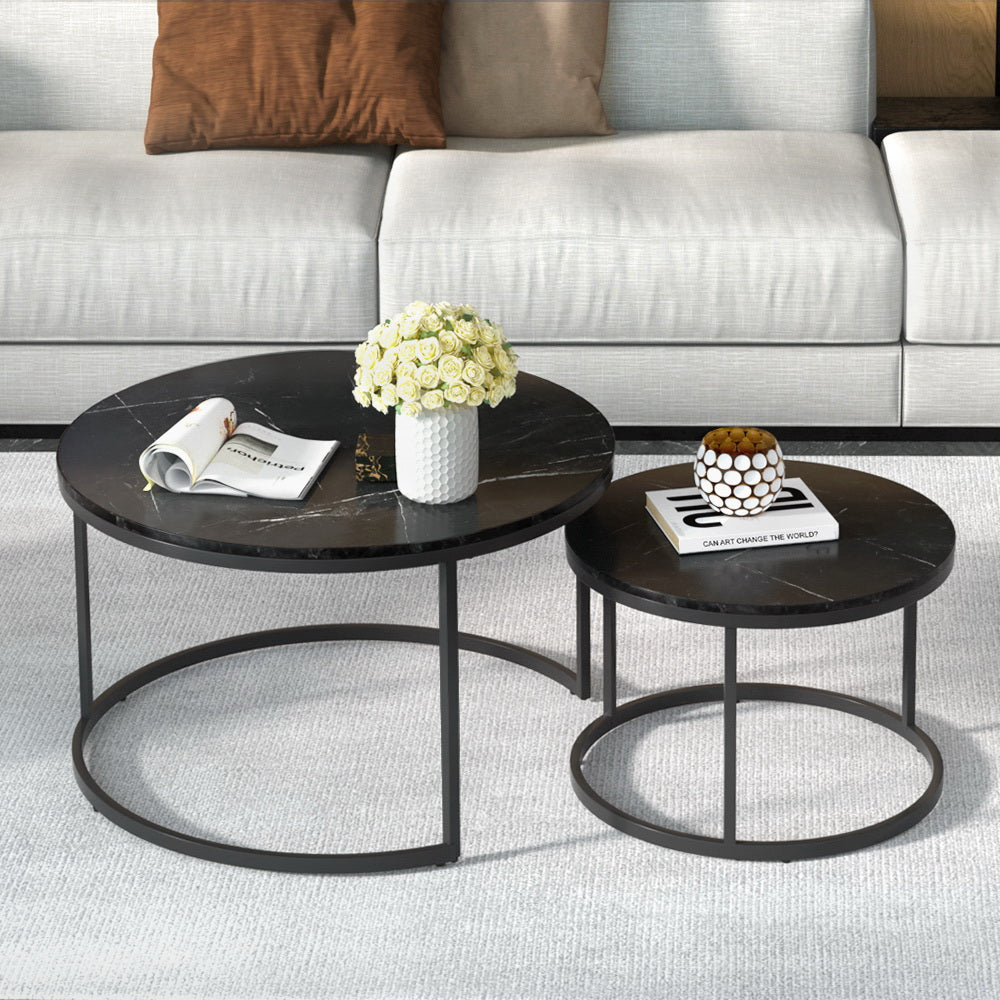 Artiss Marble Effect Nesting Coffee Table Set