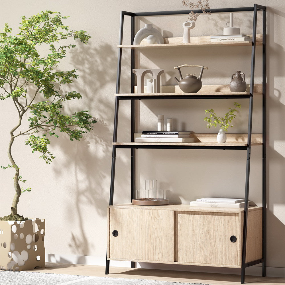 MIRA Oak 5 Tier Cube Bookshelf