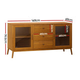 Artiss Oak Buffet Sideboard with Glass Doors
