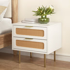 Artiss Rattan Bedside Table 2 Drawers Pine