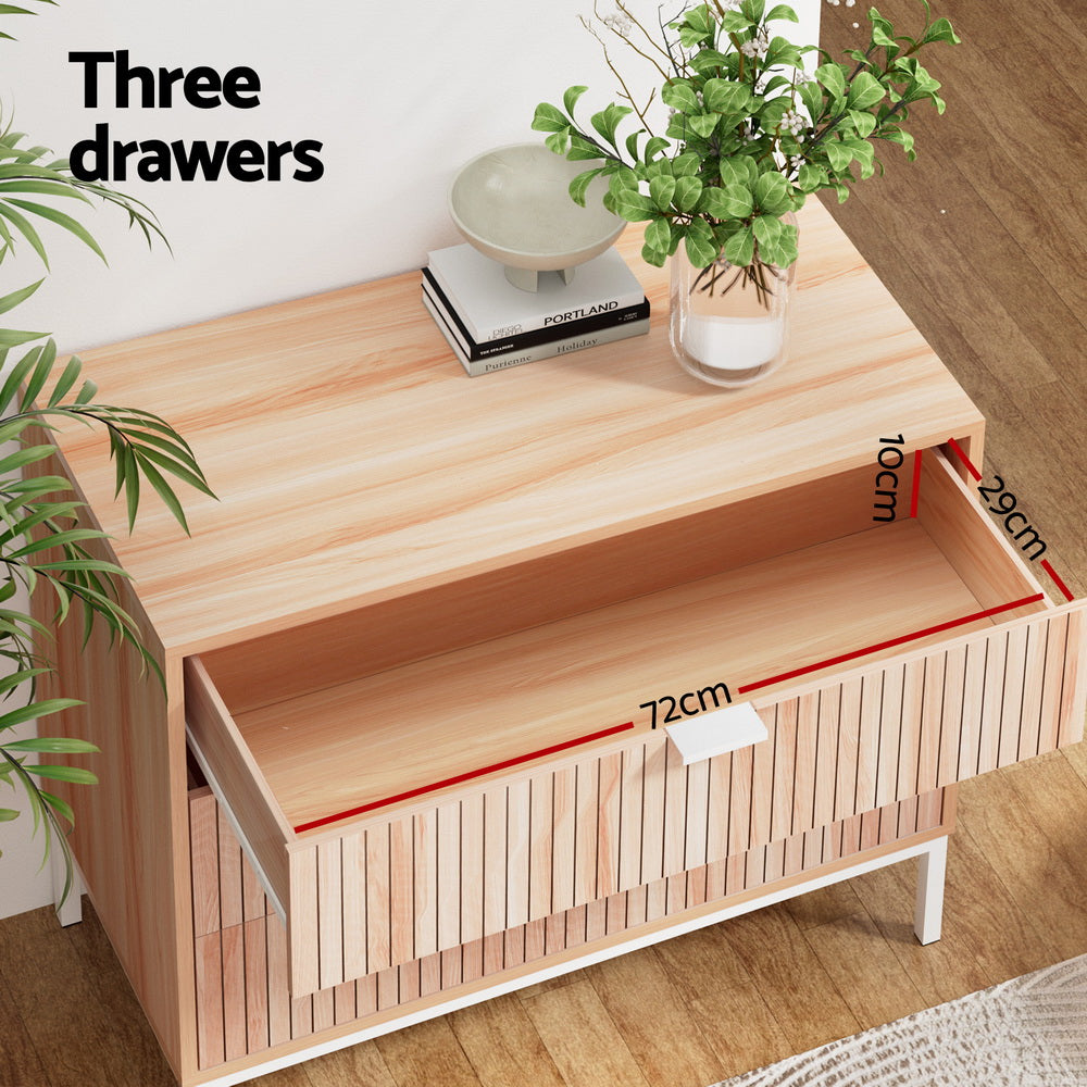 Contemporary Pine 3-Drawer Chest of Storage