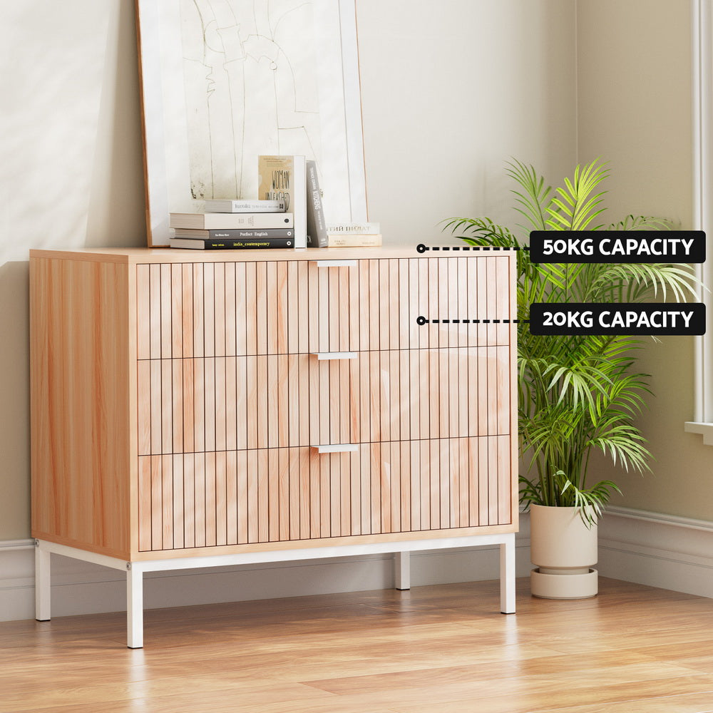 Contemporary Pine 3-Drawer Chest of Storage
