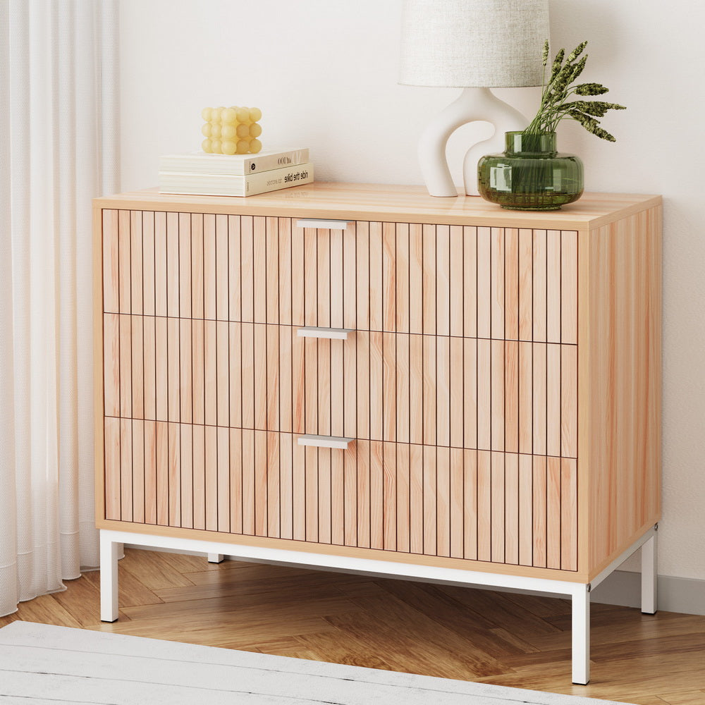 Contemporary Pine 3-Drawer Chest of Storage
