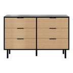 Elegant Black & Pine 6-Drawer Dresser