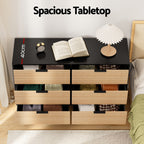 Elegant Black & Pine 6-Drawer Dresser