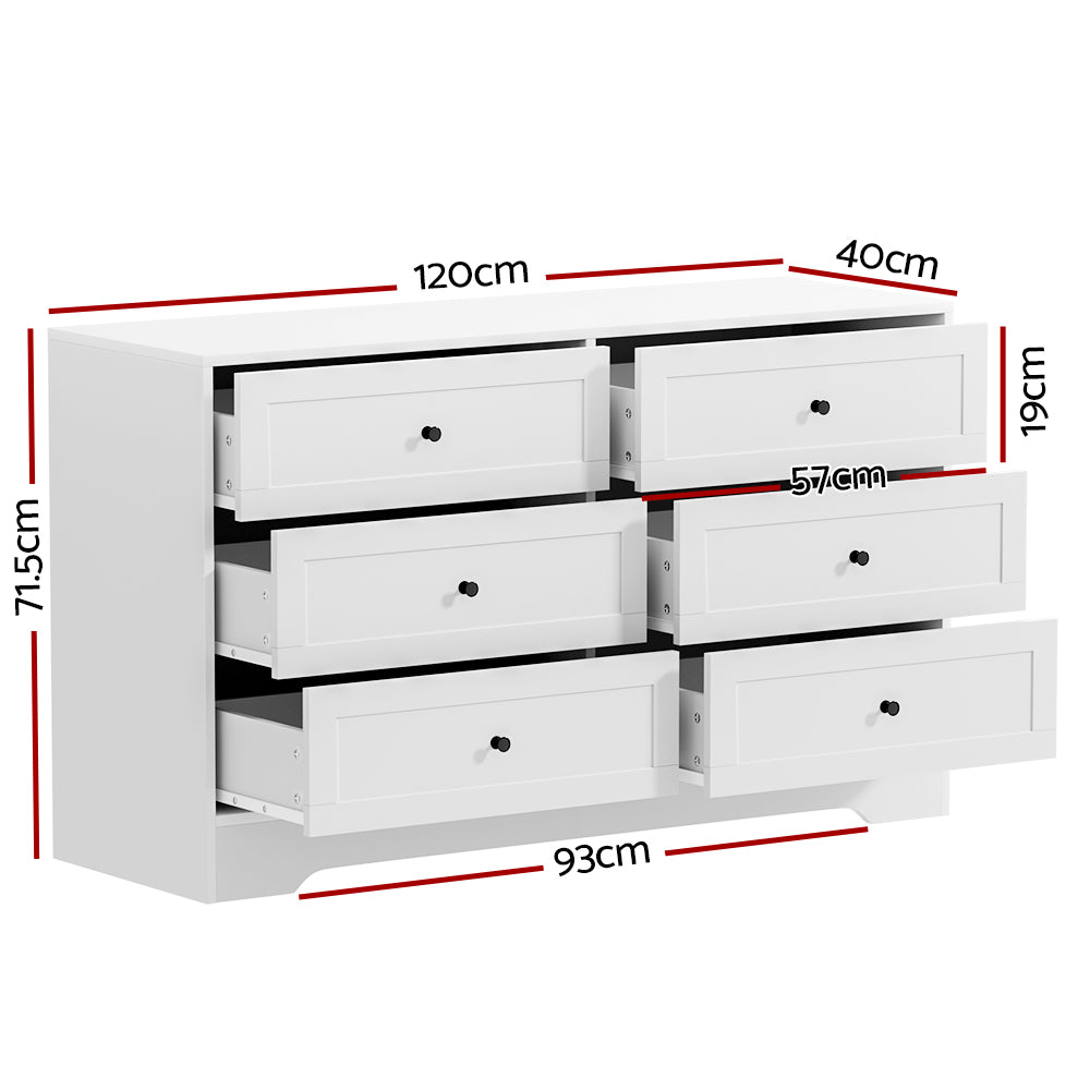 Modern 6-Drawer Chest - White Finish