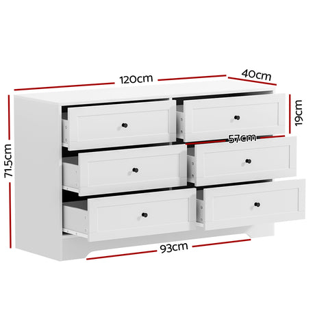 Modern 6-Drawer Chest - White Finish