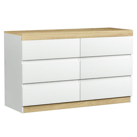 Elegant White and Oak Chest of Drawers