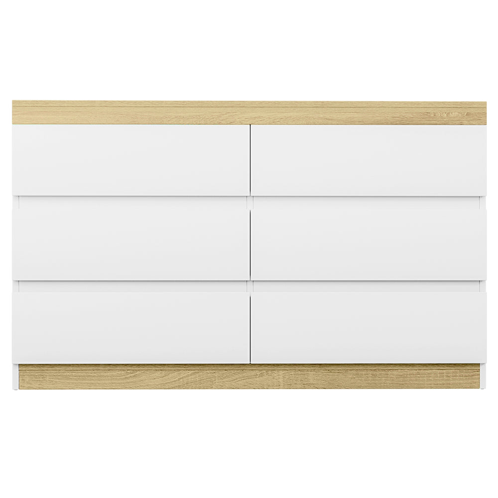 Elegant White and Oak Chest of Drawers