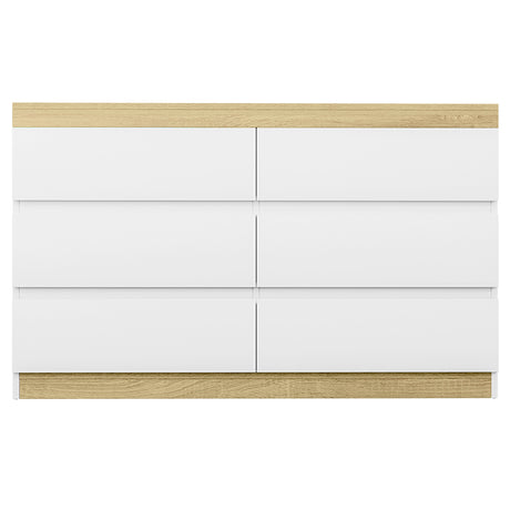 Elegant White and Oak Chest of Drawers