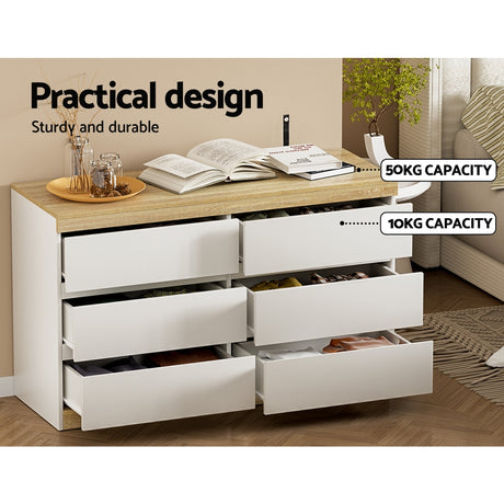 Elegant White and Oak Chest of Drawers