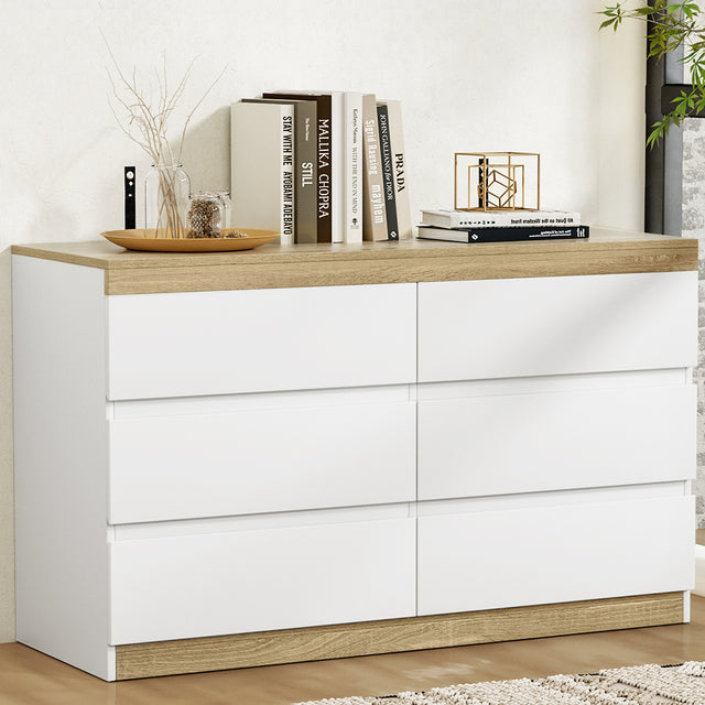 Elegant White and Oak Chest of Drawers