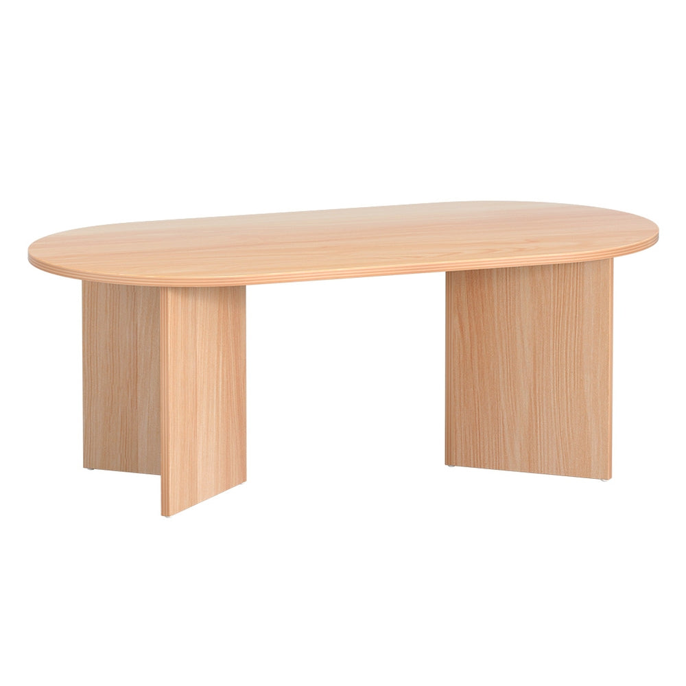 Artiss Alva 110CM Pine Oval Coffee Table