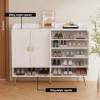 Elegant 5-Tier Shoe Rack Cabinet with Gold Accents