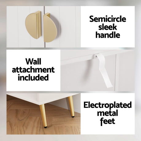 Elegant 5-Tier Shoe Rack Cabinet with Gold Accents