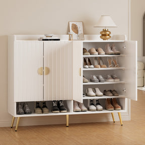 Elegant 5-Tier Shoe Rack Cabinet with Gold Accents
