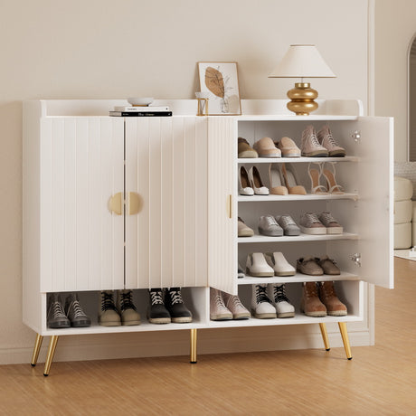 Elegant 5-Tier Shoe Rack Cabinet with Gold Accents