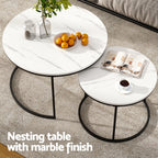 Artiss Marble Effect Nesting Coffee Table Set