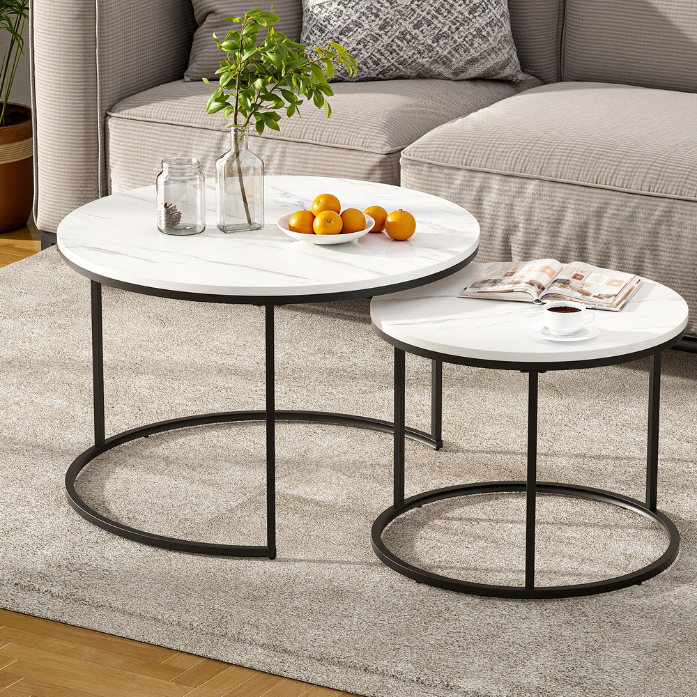 Artiss Marble Effect Nesting Coffee Table Set