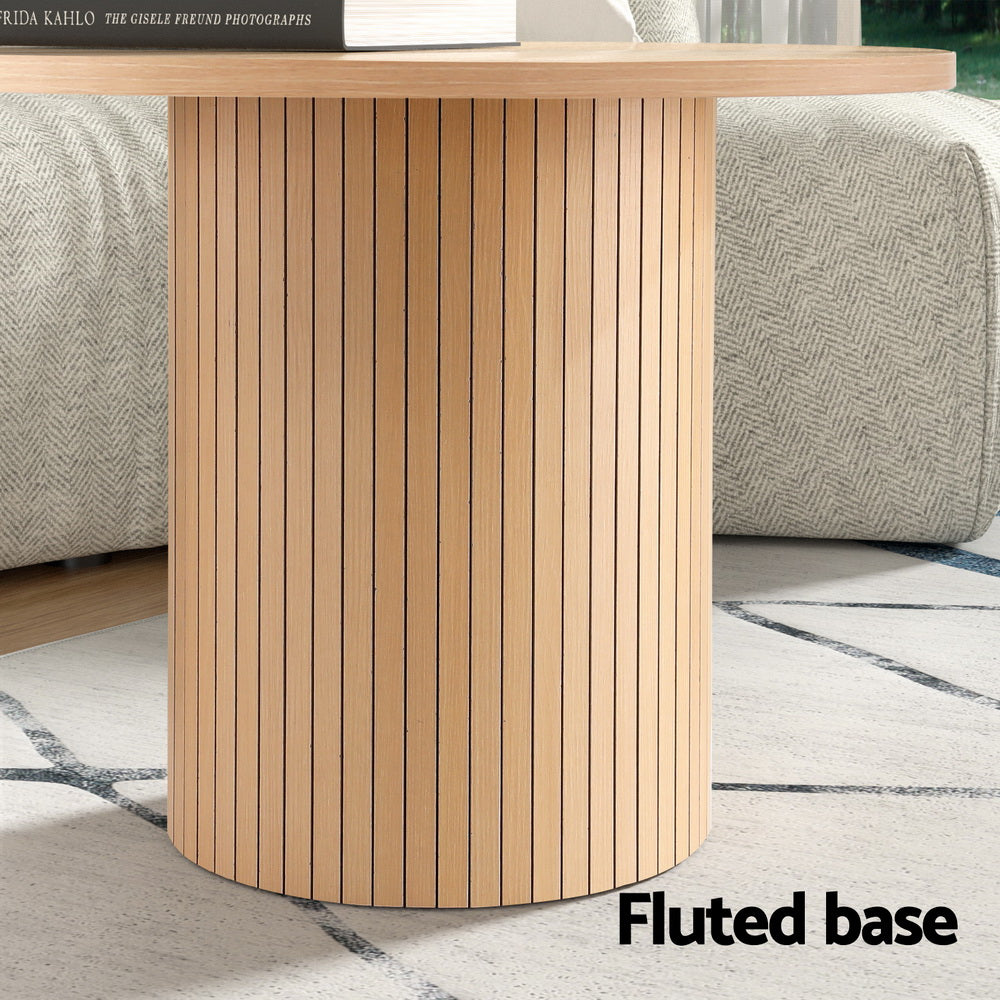 Artiss Round Fluted Coffee Table
