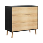 Modern Black & Pine 3-Drawer Dresser