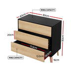 Modern Black & Pine 3-Drawer Dresser