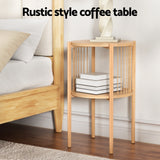 Artiss Round Wood 2-Tier Coffee Table