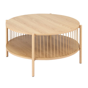 Artiss 2-Tier Round Wood Coffee Table