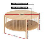 Artiss 2-Tier Round Wood Coffee Table