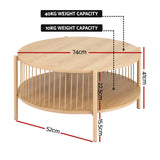 Artiss 2-Tier Round Wood Coffee Table