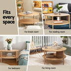 Artiss 2-Tier Round Wood Coffee Table