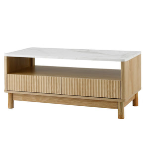 Artiss Marble Effect Coffee Table with Storage