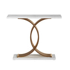 Artiss White and Gold Marble Effect Console Table
