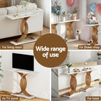 Artiss White and Gold Marble Effect Console Table