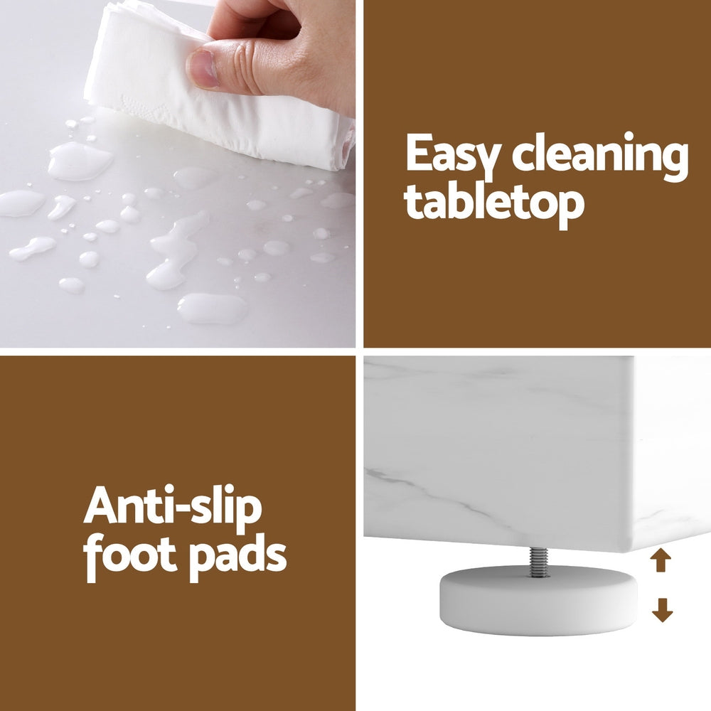 Artiss White and Gold Marble Effect Console Table