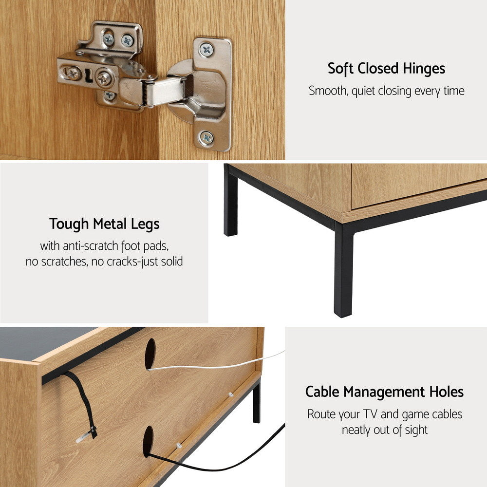 Artiss 160cm Pine TV Unit Entertainment Cabinet