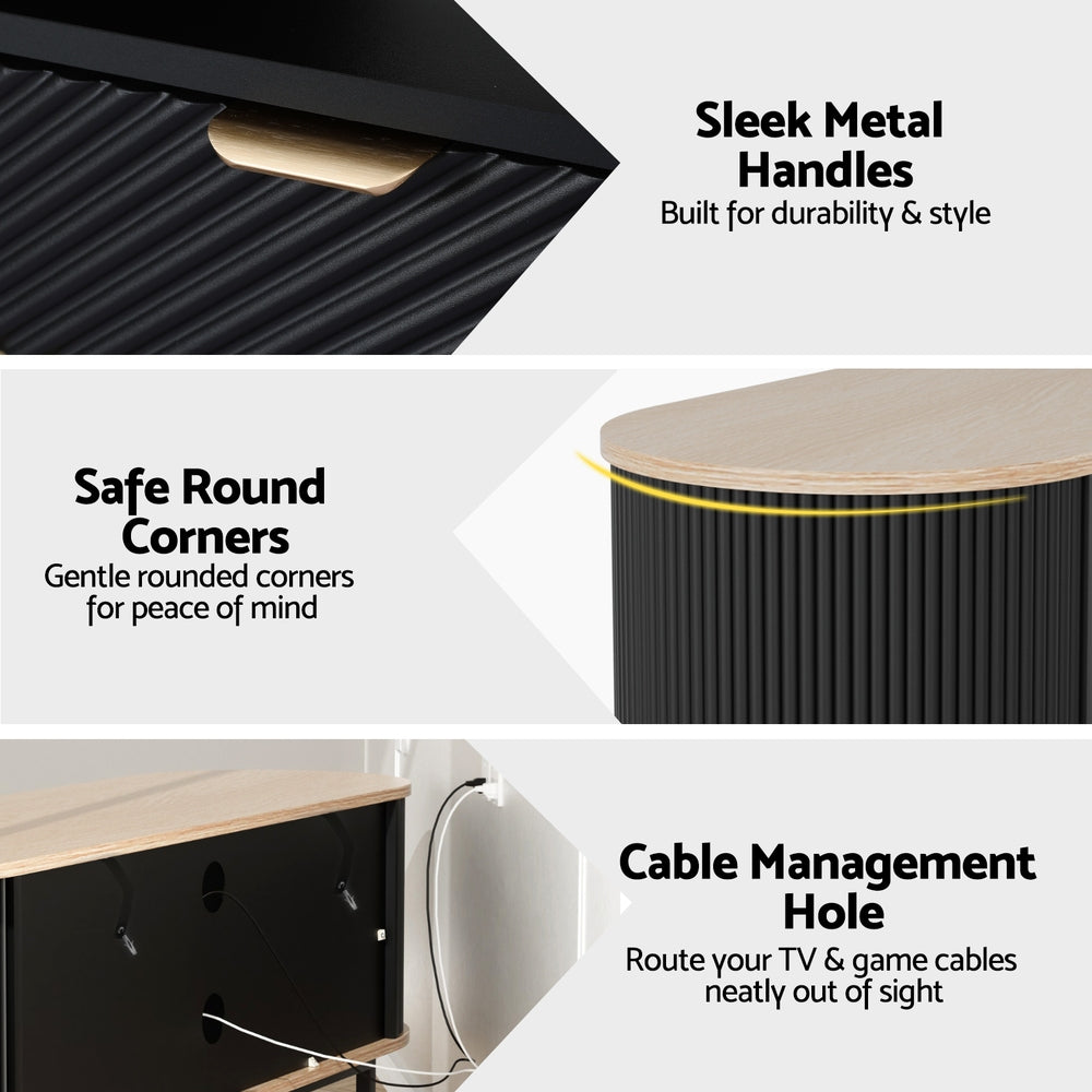 Artiss Black Pine TV Unit Storage Cabinet