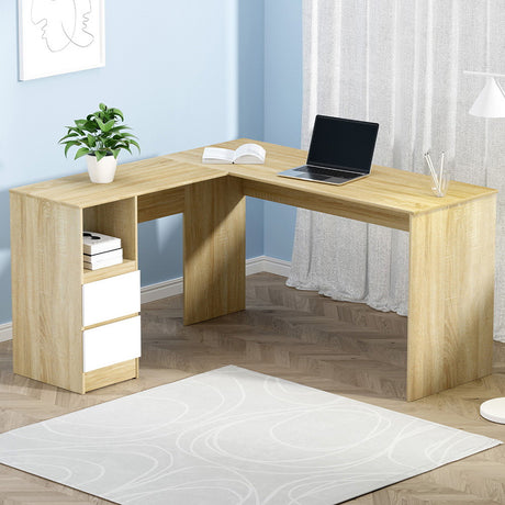 Artiss L-Shaped Computer Desk with Drawers