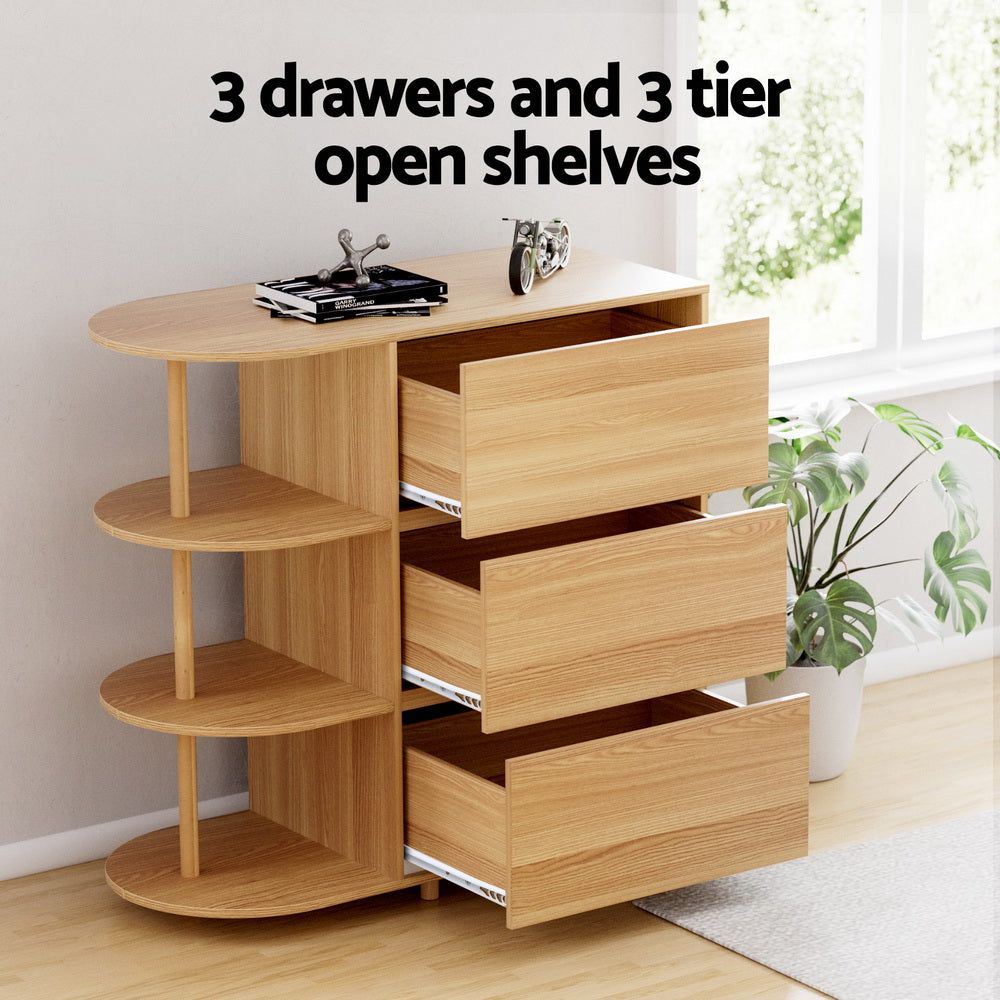 Contemporary 3-Drawer Storage Cabinet with Shelves