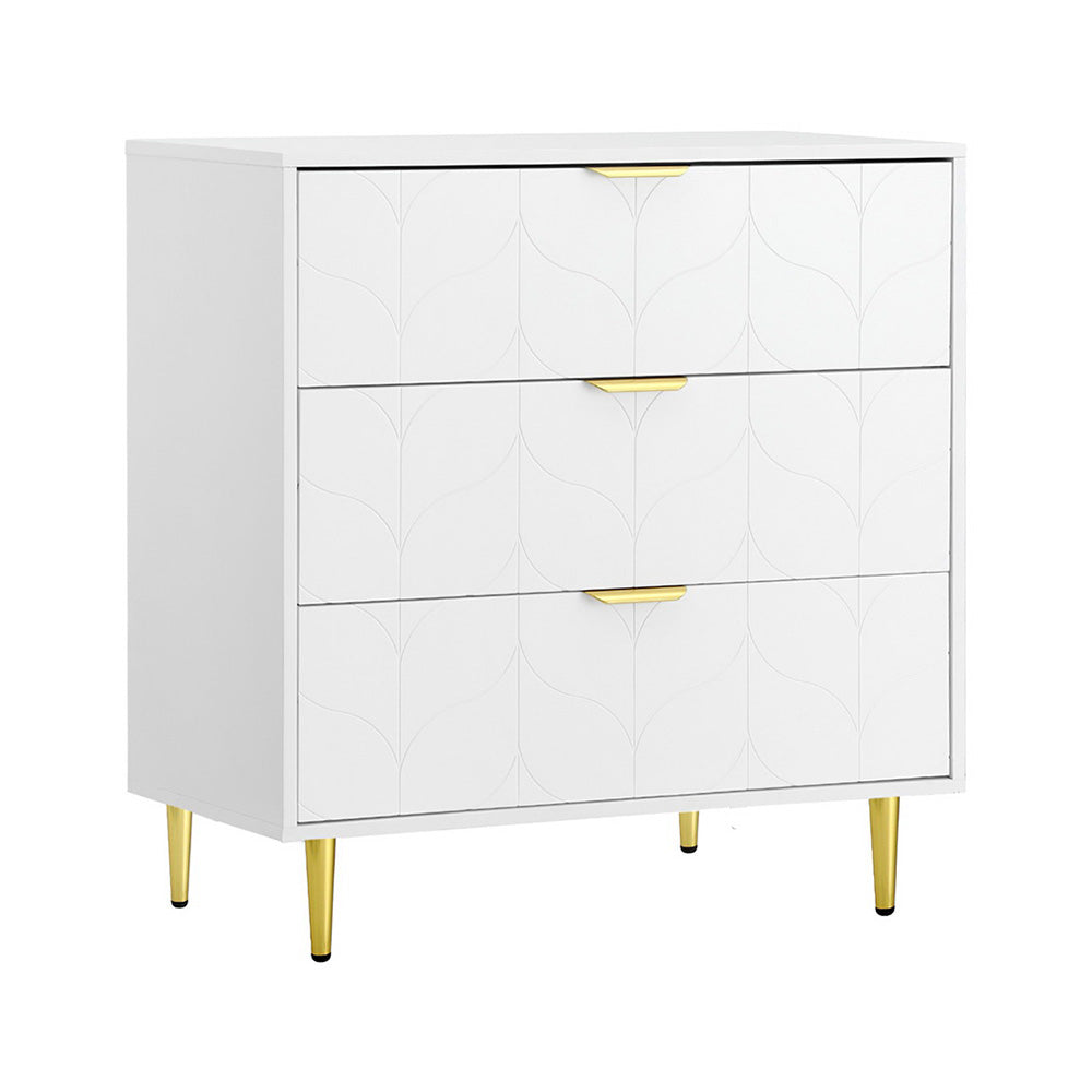 Elegant 3-Drawer Lowboy Cabinet in White