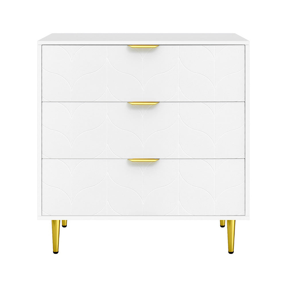 Elegant 3-Drawer Lowboy Cabinet in White