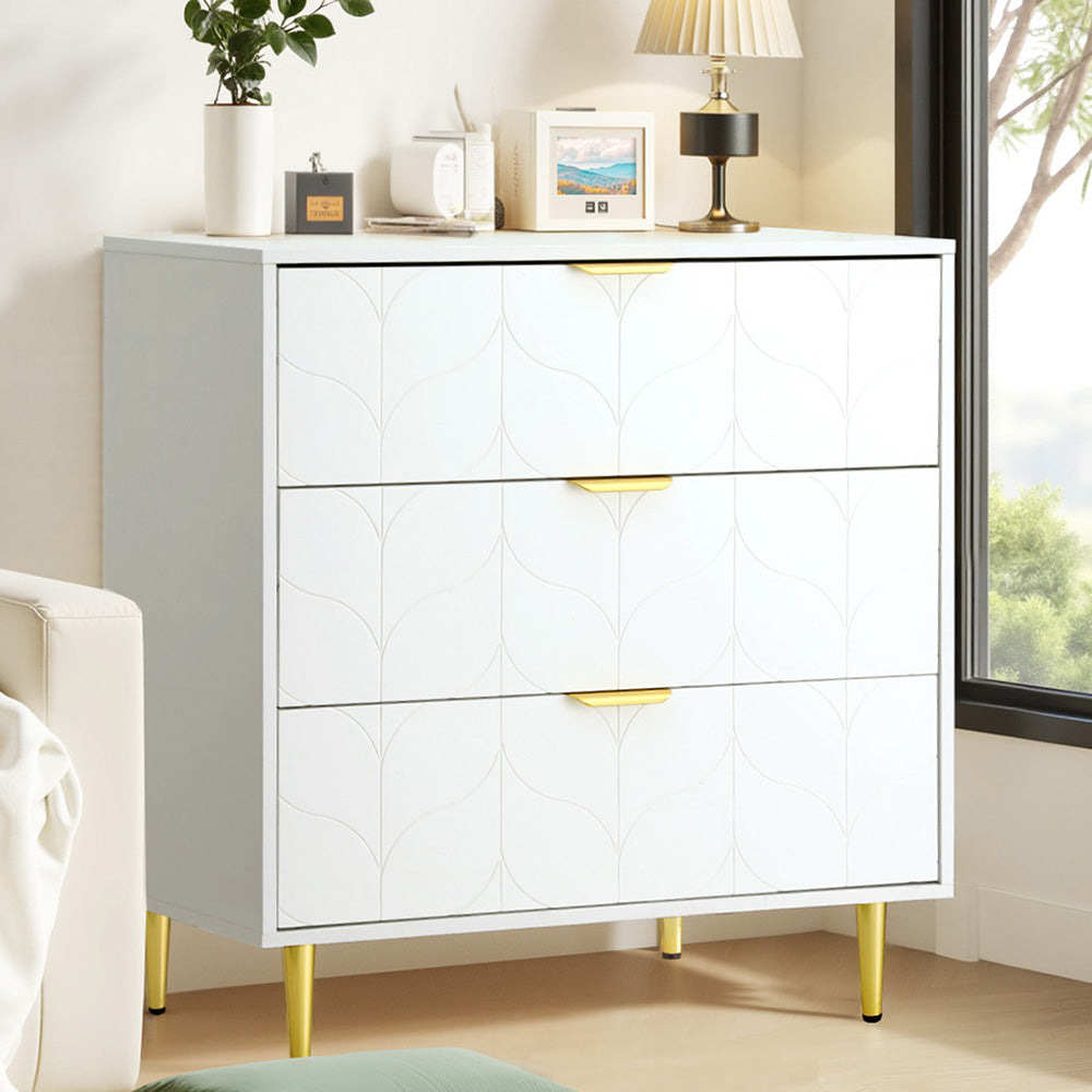 Elegant 3-Drawer Lowboy Cabinet in White